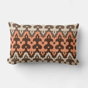 Almofada Lombar Damasco, Brown, Taupe & coral de Ikat do