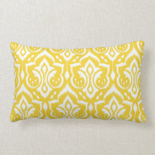 Almofada Lombar Damasco de Ikat - amarelo da luz do sol