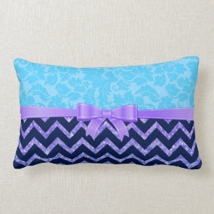 Almofada Lombar Damascos Azul-Cevon Azul-Brilhante Roxo