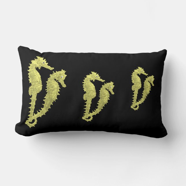 Almofada Lombar Dança Dos Cavalos-marinhos (Amarelo) (Frente)