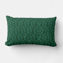 Almofada Lombar  Dark Green Background with Teal Botanical Leaves