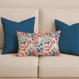 Almofada Lombar de Flor Silvestre em Aquarela Papo