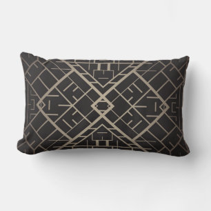 Almofada Lombar Deco de arte,nouveau,prata,preto,elegante,chic,pad