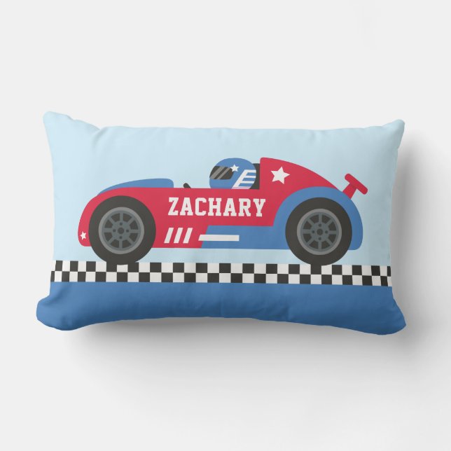 Almofada Lombar Decoração de quarto de menino com carro de corrida (Frente)