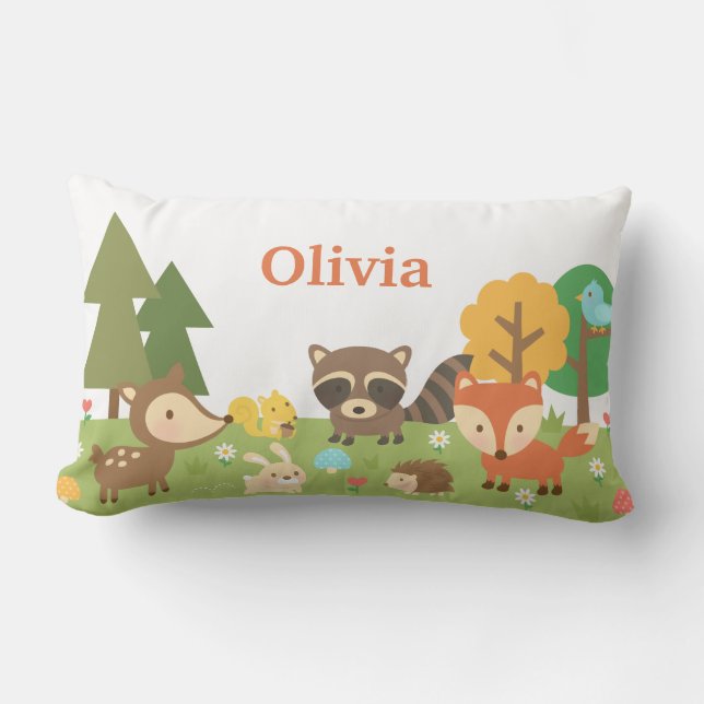 Almofada Lombar Decoração de quarto infantil com animais da flores (Frente)