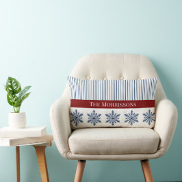 Almofada Lombar Decoração do floco de neve de inverno com faixas e