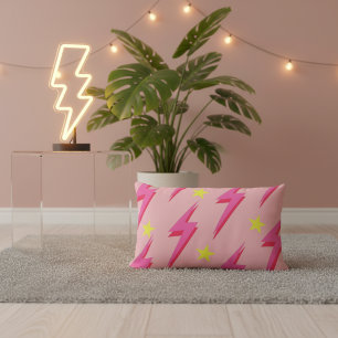 Almofada Lombar Decoração Gráfica com Raio Relâmpago Rosa