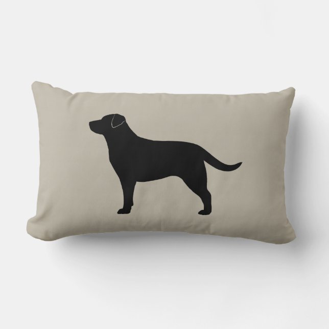 Almofada Lombar Decorativo de Silhueta Preto Labrador Retriever (Frente)