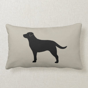 Almofada Lombar Decorativo de Silhueta Preto Labrador Retriever