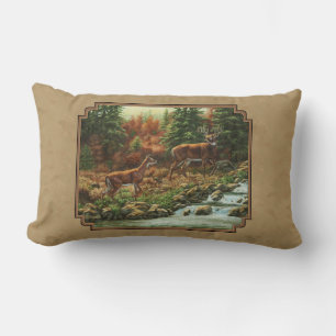 Almofada Lombar Deer and Stream Waterfall Tan