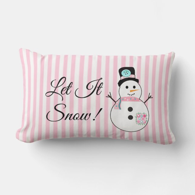 Almofada Lombar Deixe-me Snowman Rosa Travesseiro de Natal (Frente)