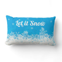 Deixe-o nevar Travesseiro decorativo azul reversív
