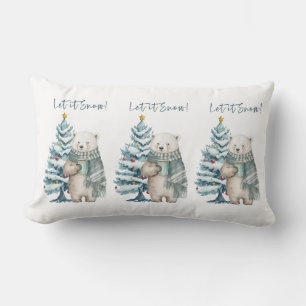 Almofada Lombar Deixe-o nevar Travesseiro lombar branco do urso po