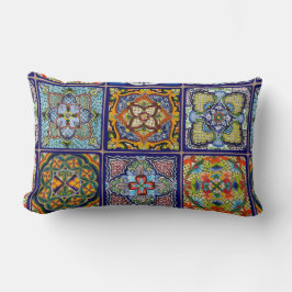 Almofada Lombar desenho de azulejo azul espanhol