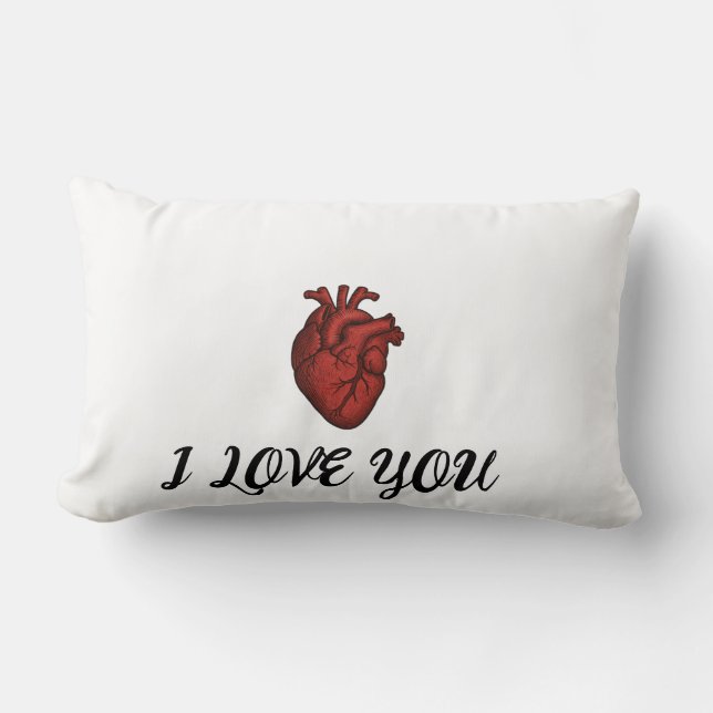 Almofada Lombar Desenho de Coração Anatômico “EU TE AMO” (Frente)