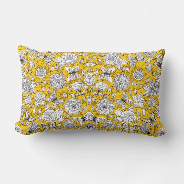 Almofada Lombar Design abstrato floral branco-esbranquiçado (Frente)