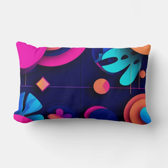 Almofada Lombar Design Abstrato Moderno Com Cores Vibrantes (Frente)