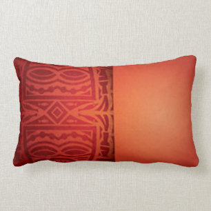 Almofada Lombar Design africano vermelho & alaranjado do teste