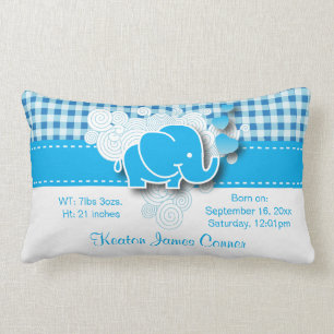 Almofada Lombar Design azul & branco do elefante do bebê da xadre