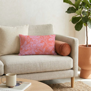 Almofada Lombar Design de Arte Botânica Floral a Rosa e Vermelho