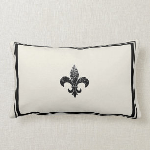 Almofada Lombar Design de Fleur De Lis, Sequido a Preto