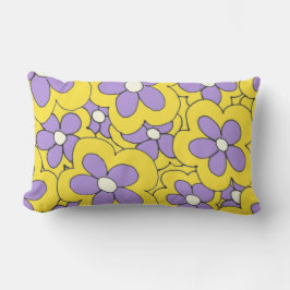 Almofada Lombar Design de Flor Amarelo e Púrpura Desenhado à Mão