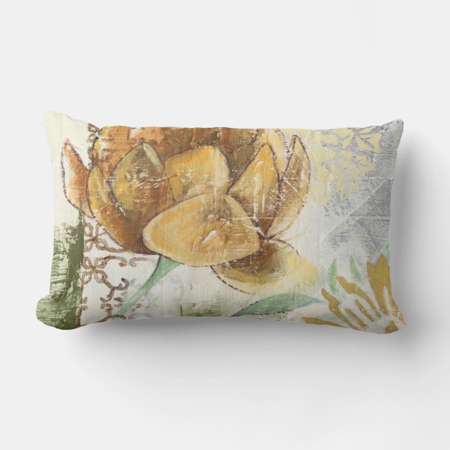 Almofada Lombar Design de Fresco Decorativo com Flor Global (Frente)