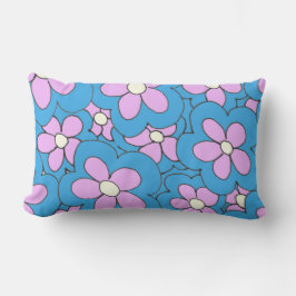 Almofada Lombar Design de mão azul e cor-de-rosa desenhada
