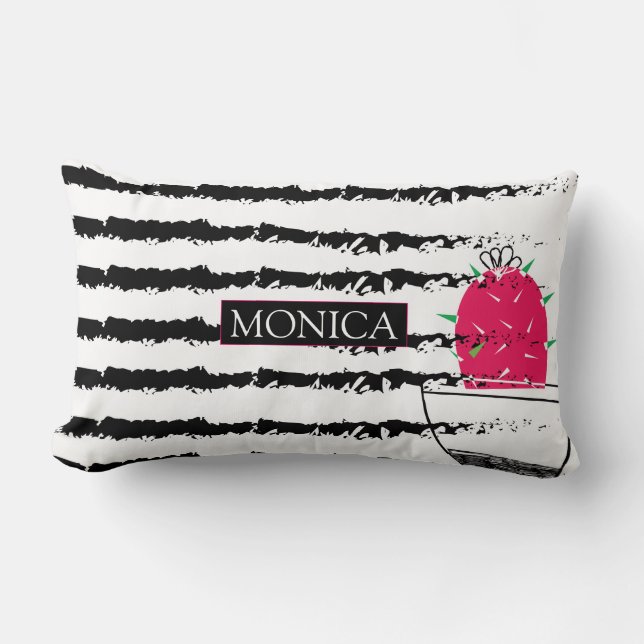 Almofada Lombar Design de padrão Cactus rosa (Frente)