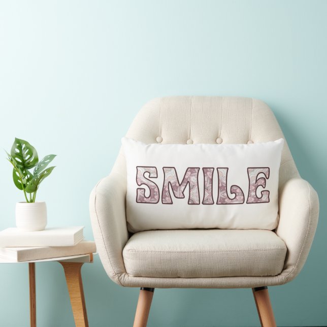Almofada Lombar Design de Tipografia Positiva Sorriso (Cadeira)