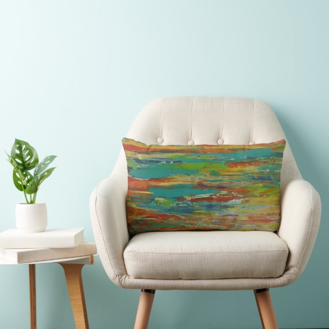 Almofada Lombar Design do abstrato pintado com várias cores (Cadeira)