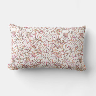 Almofada Lombar Design floral branco cor-de-rosa bonito do vintage