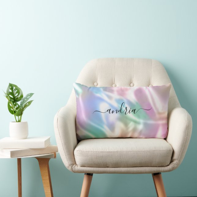 Almofada Lombar Design iridescente, personalize o nome do script p (Cadeira)