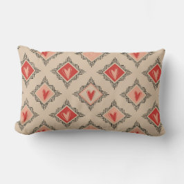 Almofada Lombar Design Minimalista Tribal Heart em Rosa Poeirento