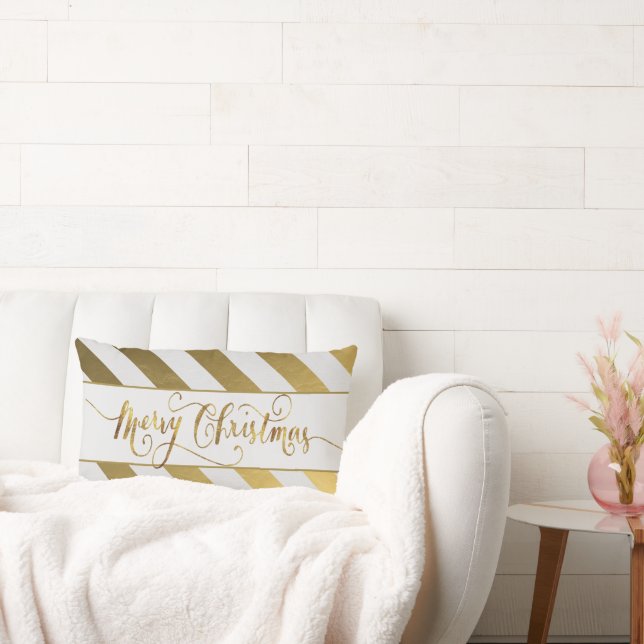 Almofada Lombar Destaque Dourado, Feliz Natal (Sofá)