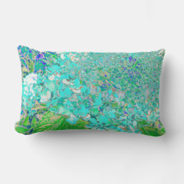 Almofada Lombar Detalhe de Aqua Elegante e Hydrangea de luz verde