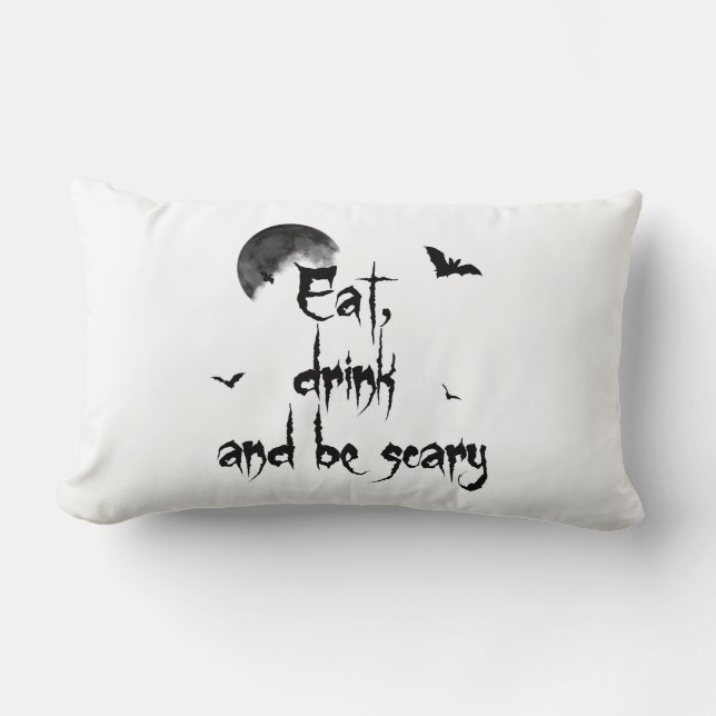 Almofada Lombar Dia das Bruxas - Coma, beba e seja assustador (Frente)