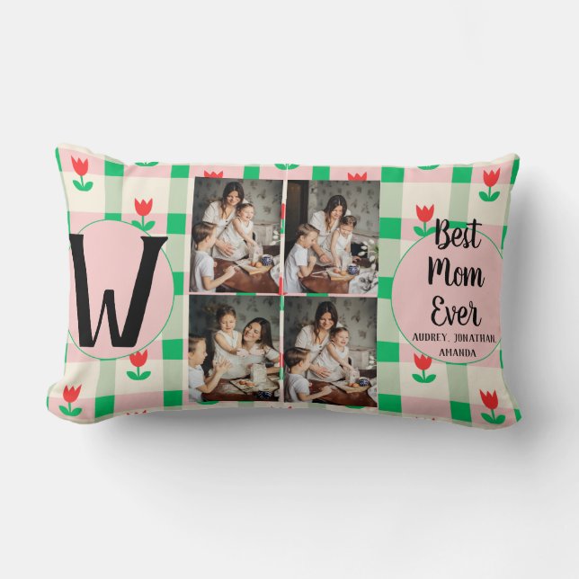 Almofada Lombar Dia de as mães personalizado, presente floral de c (Frente)