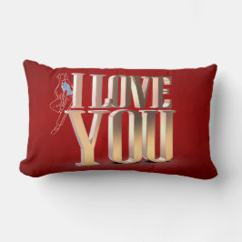 Almofada Lombar Dia de os namorados Vermelho 3D Eu Te Amo Travesse