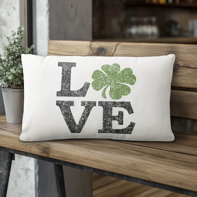 Almofada Lombar Dia de São Patrício AMOR com shamrock (Custom Pillow)