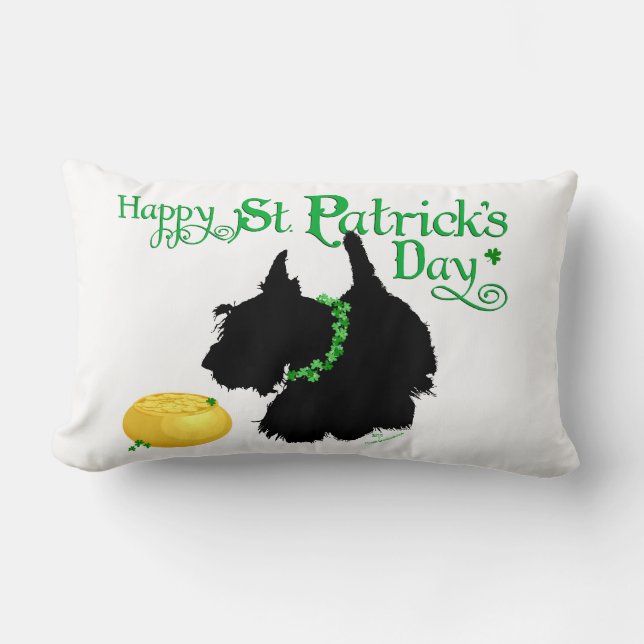 Almofada Lombar Dia de São Patrício Scottish Terrier (Frente)