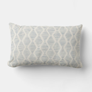 Almofada Lombar Diamante Geométrico Boho Costeiro Azul Empoeirado