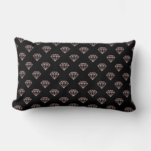 Almofada Lombar Diamante - Rosa Esmaecido em Preto