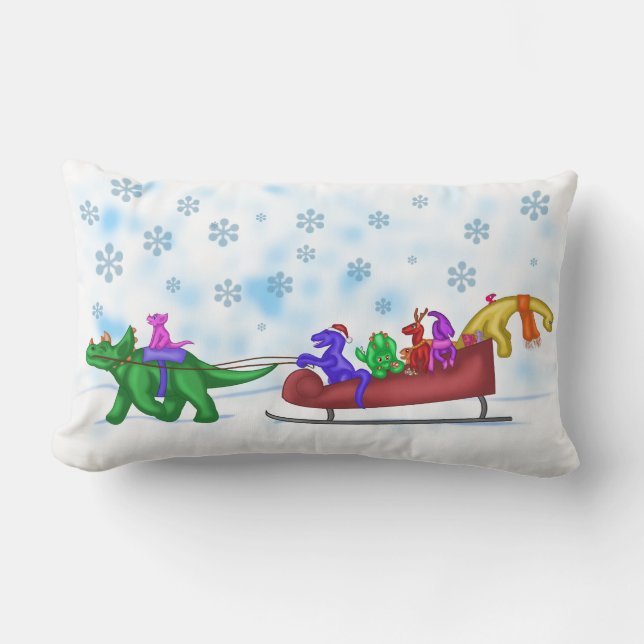 Almofada Lombar Dinosaur Sleigh Ride (Frente)
