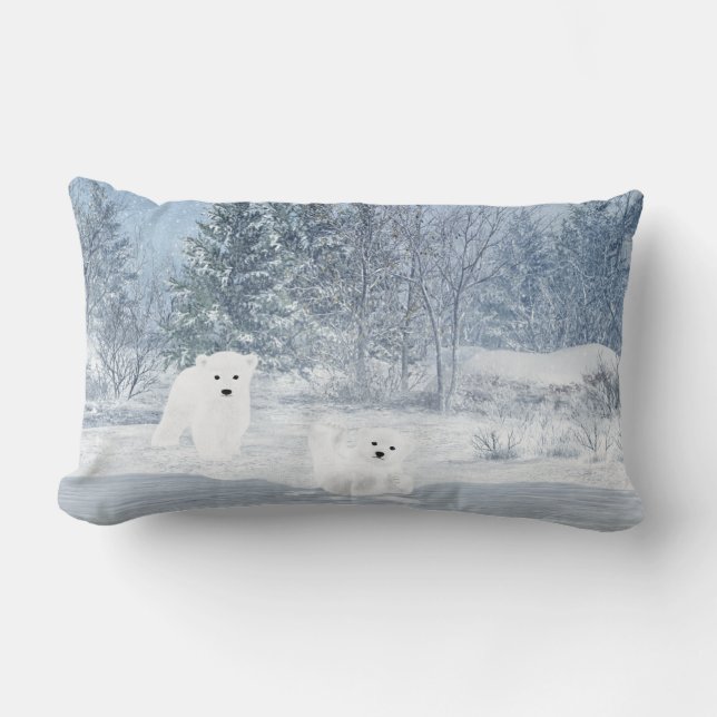 Almofada Lombar Divertimento da neve - urso Cubs polar, (Frente)