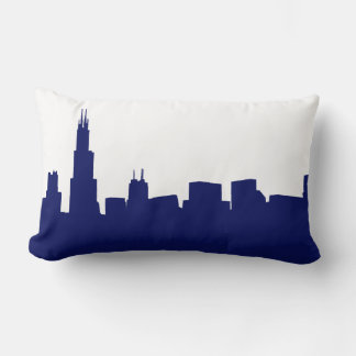 Almofada Lombar DIY BG Silhueta da Cidade de Chicago Azul