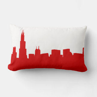 Almofada Lombar DIY BG Silhueta do Horizonte de Chicago Vermelho
