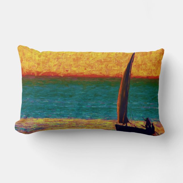 Almofada Lombar Do destino calmo do mergulho da natação da pesca (Frente)