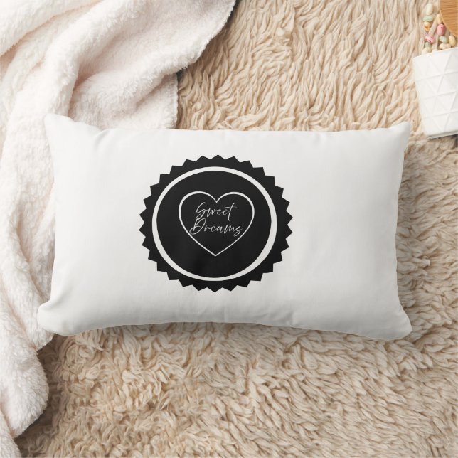 Almofada Lombar Doce Sonho Emblema do Coração Monocromático (Cobertor)