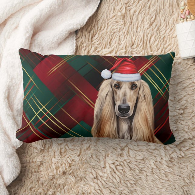 Almofada Lombar Dog Lover Christmas Afghan Hound Holiday Plaid (Cobertor)